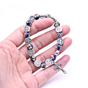 Saint Benedict Blue Cord Bracelet with Cross Accent, Bracelets product image 5