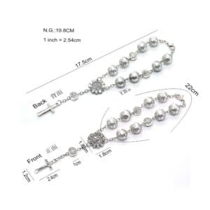 Eleven-Bead Cross Rosary Bracelet with Floral Accent, Baptism Gifts product image 2