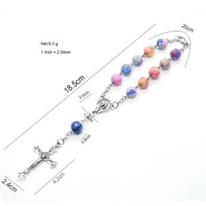 Colorful Cross Rosary Baptism Bracelet Keepsake, Baptism Gifts product image 2