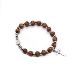 St. Benedict Evil Eye Cross Bracelet with Brown Beads, Bracelets product image 2