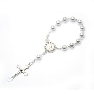 Cross Rosary Bead Bracelet with a cross accent and rosary-style beads