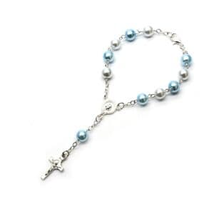 Cross Rosary Wedding Bracelet with faith-inspired cross detail