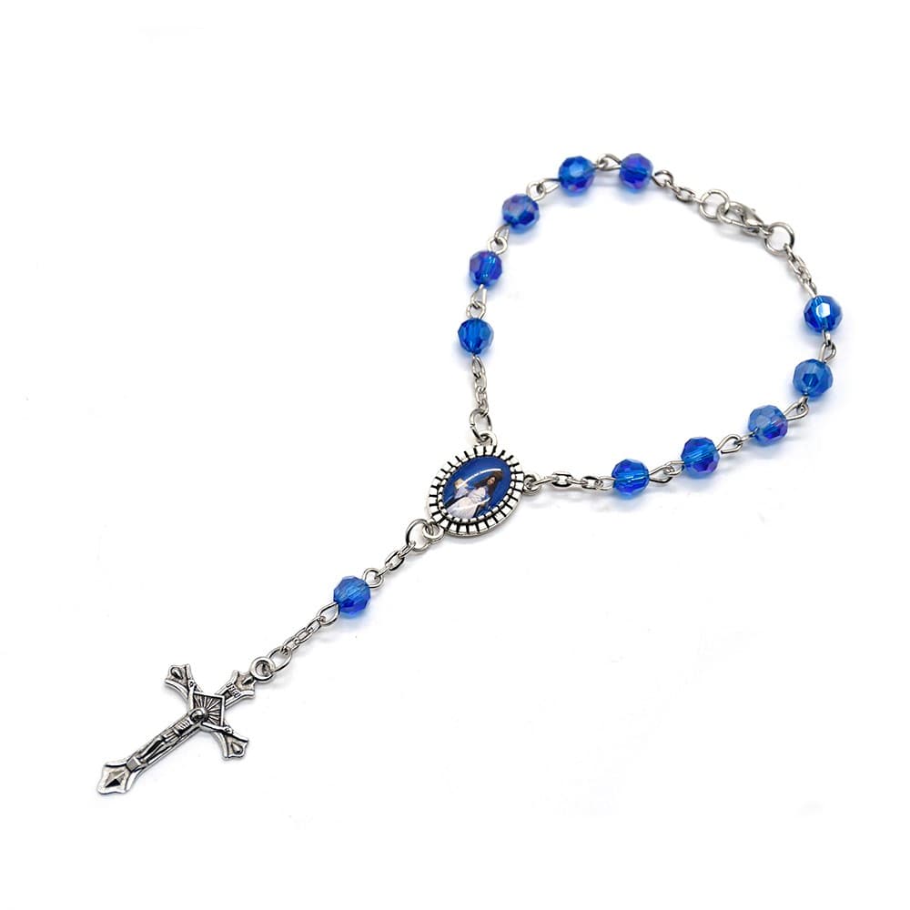 Four-Color Cross Rosary Bracelet with faith-inspired cross detail