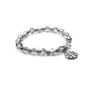 Vintage Cross Bead Stretch Bracelet with faith-inspired cross accents