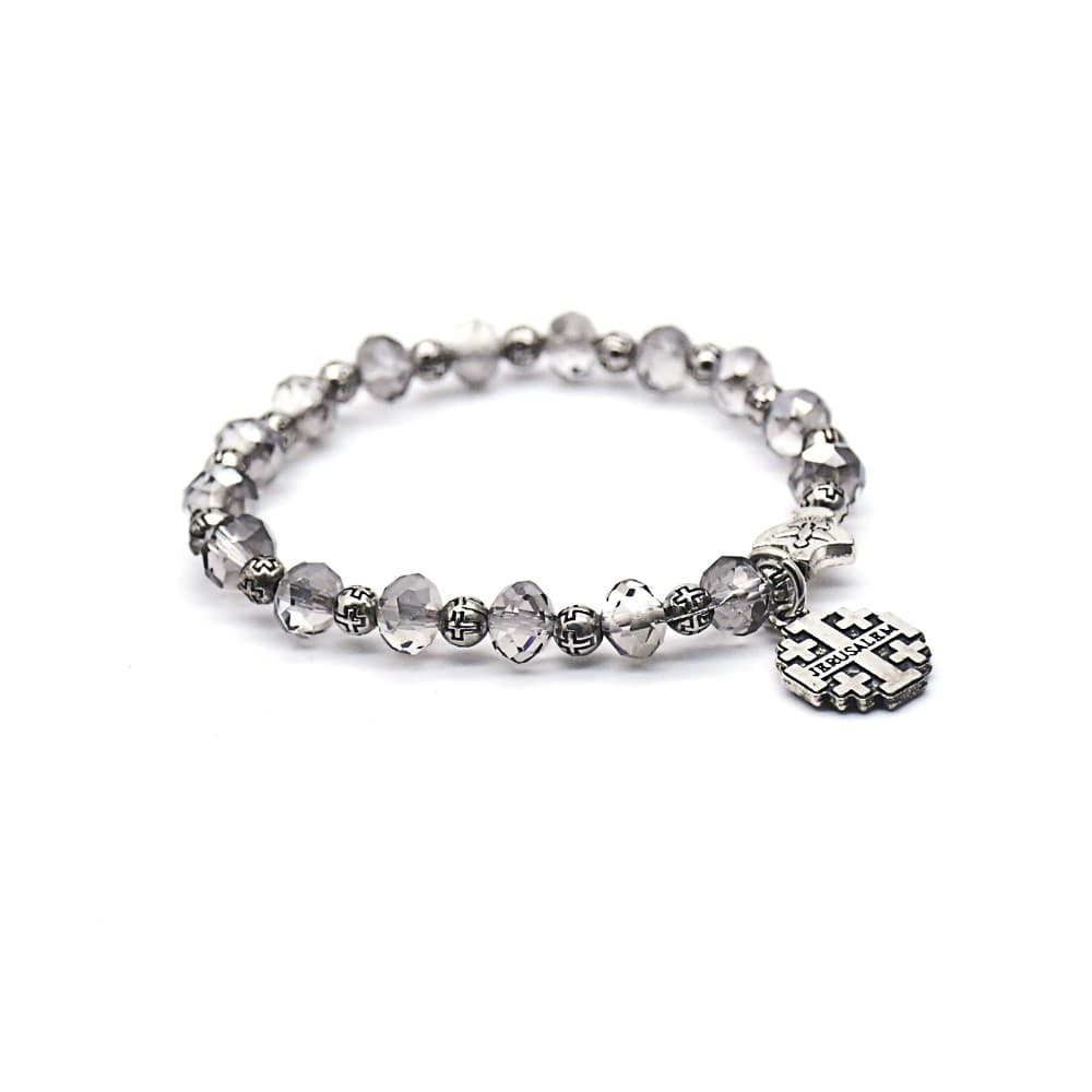 Vintage Cross Bead Stretch Bracelet with faith-inspired cross accents