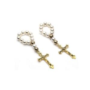 Vintage Cross Stretch Bracelet with beaded detail and cross accent