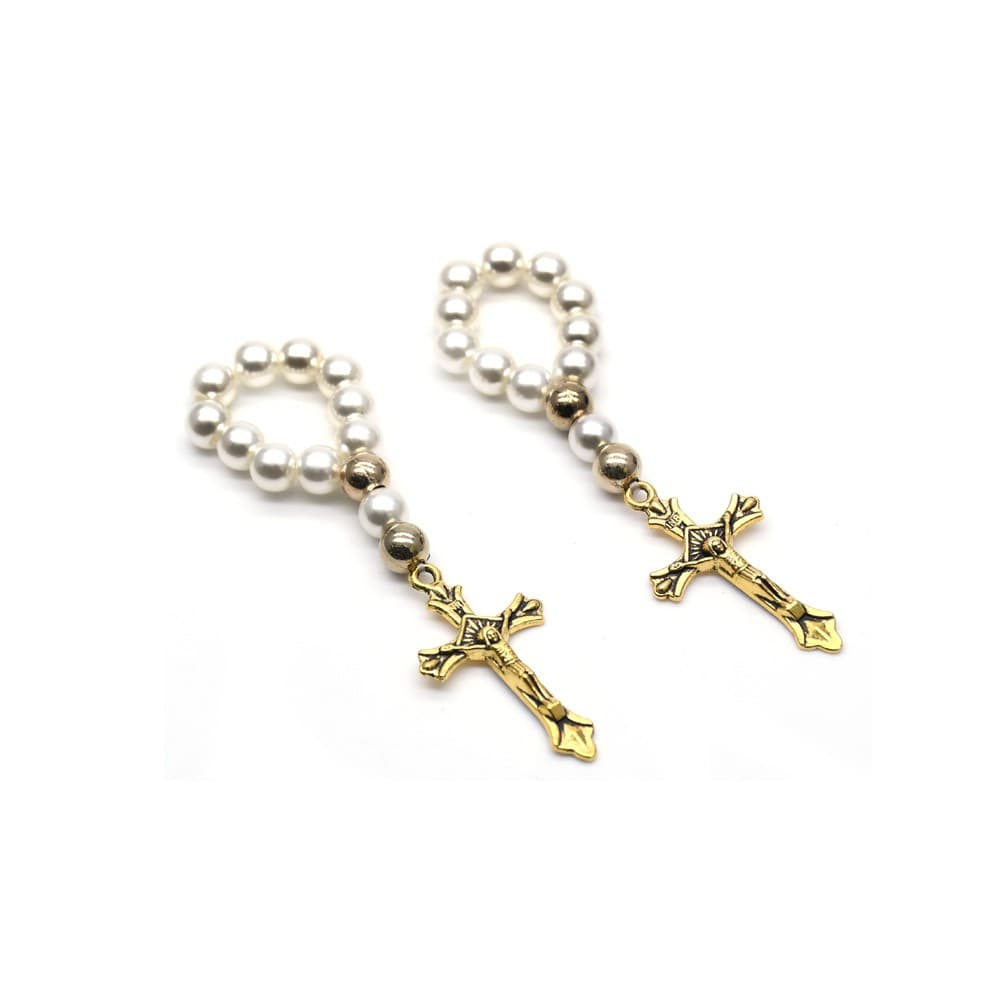 Vintage Cross Stretch Bracelet with beaded detail and cross accent