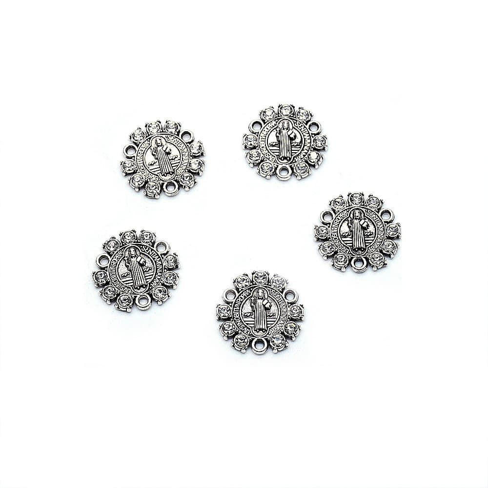 St Benedict Rosary Centerpiece Connector with sparkling accents for DIY devotional necklace designs
