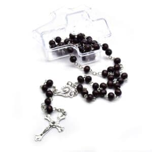 Black and Brown Rosary Cross Necklace accent for devotional jewelry