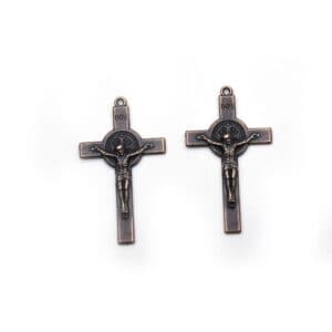 Antique Cross Rosary Connector with a cross pendant and triangular three-way design