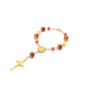 Crystal Cross Rosary Bracelet with sparkling beads and cross accent