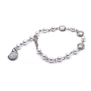 Adjustable Beaded Rosary Accessory Bracelet with curved-pin bead detailing