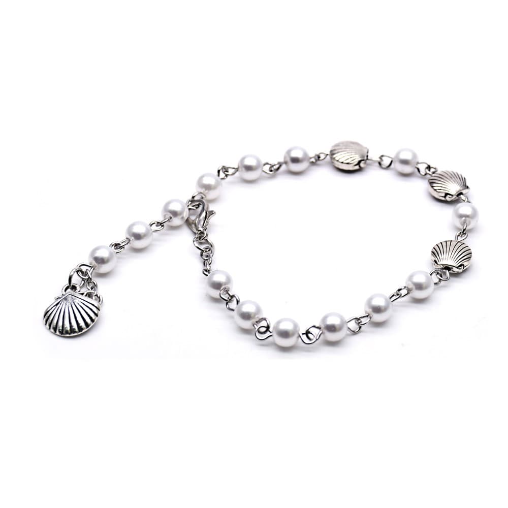 Adjustable Beaded Rosary Accessory Bracelet with curved-pin bead detailing
