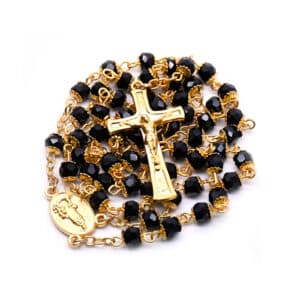 Floral Cross Rosary Necklace – Gold-Tone Bead Chain, Rosary Accessories product image 3