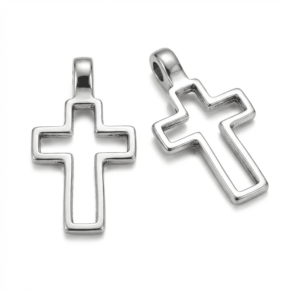 Openwork Cross Rosary Pendant with classic decorative cross design