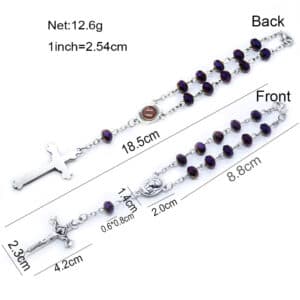 Blue Cross Rose Rosary Bracelet, Rosary Accessories商品图片 2