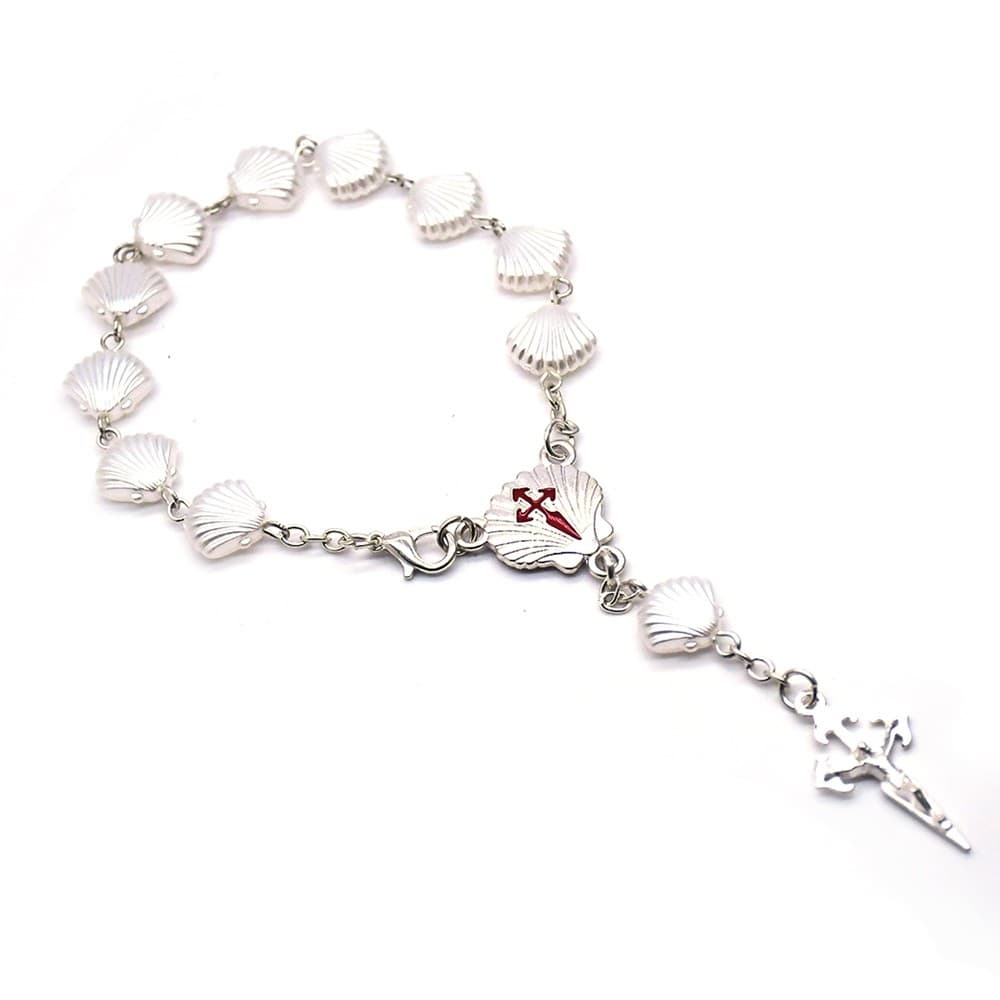 Pearl-Look Cross Rosary Bracelet with bead-inspired styling and cross accent