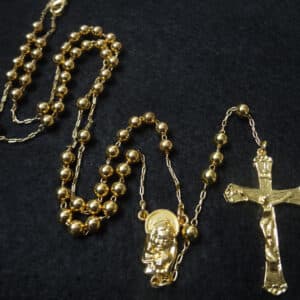Gold Tone Rosary Cross Necklace for Devotional Styling, Rosary Accessories product image 3