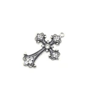 Vintage Sparkling Cross Pendant with ornate decorative detailing