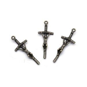 Antique Style Rosary Cross Pendant with textured decorative profile