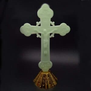 Lighted Cross Tabletop Statue with illuminated cross design for religious decor