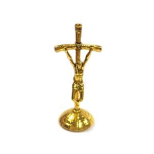 Vintage Gold Cross Tabletop Statue with antique-inspired cross design and adhesive base