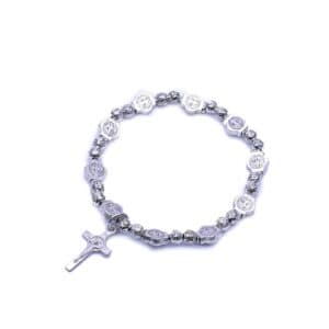 Saint Benedict Rosary Bracelet with cross and bead details