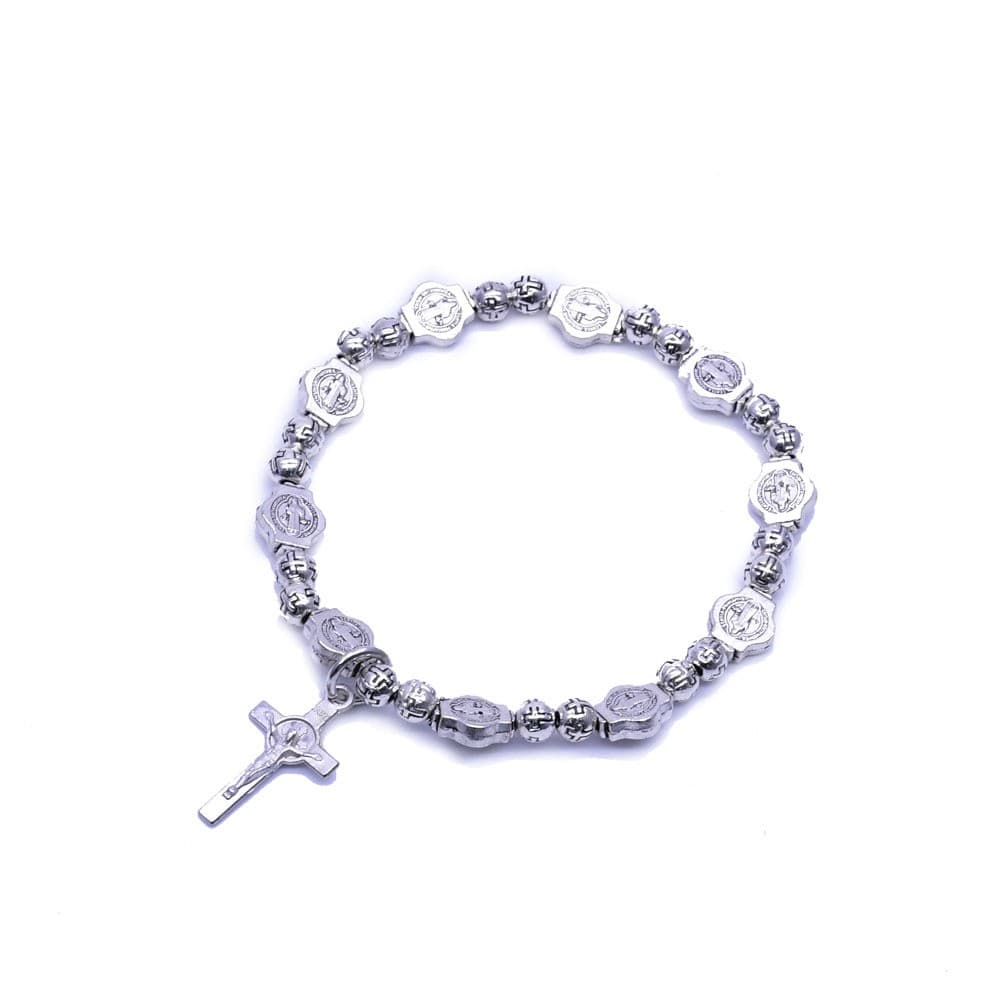 Saint Benedict Rosary Bracelet with cross and bead details