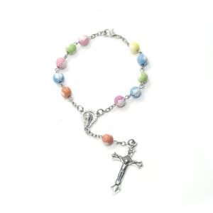 Colorful Virgin Mary Tabletop Statue with Cross Imagery, Tabletop Statues product image 4