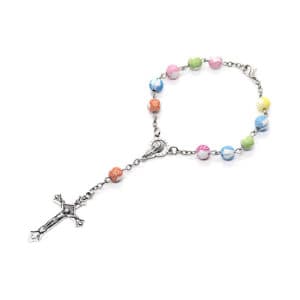 Colorful Virgin Mary Tabletop Statue with Cross Imagery, Tabletop Statues product image 5