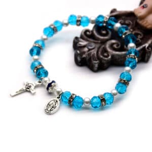 Sky Blue Cross and Virgin Mary Beaded Bracelet, Bracelets product image 2