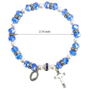 Sky Blue Cross and Virgin Mary Beaded Bracelet, Bracelets product image 3