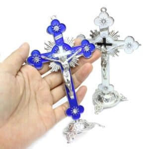 White Plum Blossom Cross Tabletop Statue, Tabletop Statues product image 5