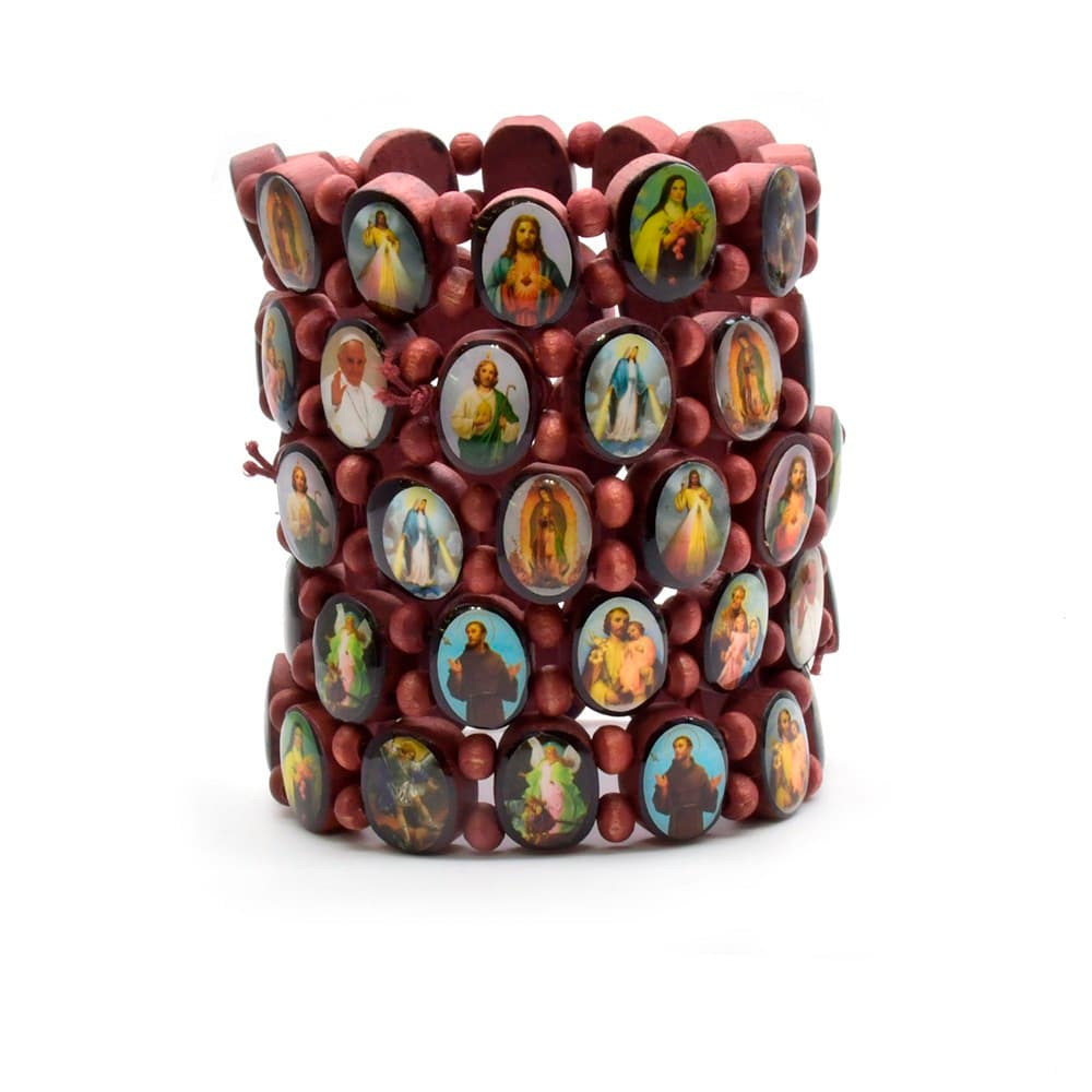 Oval Sacred Icon Elastic Bracelet with an oval religious icon image