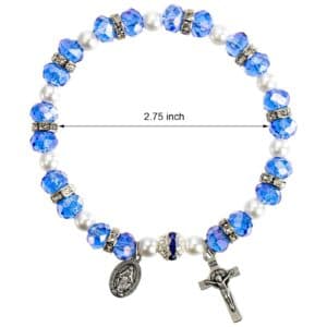 Sky Blue Cross and Virgin Mary Beaded Bracelet, Bracelets product image 4