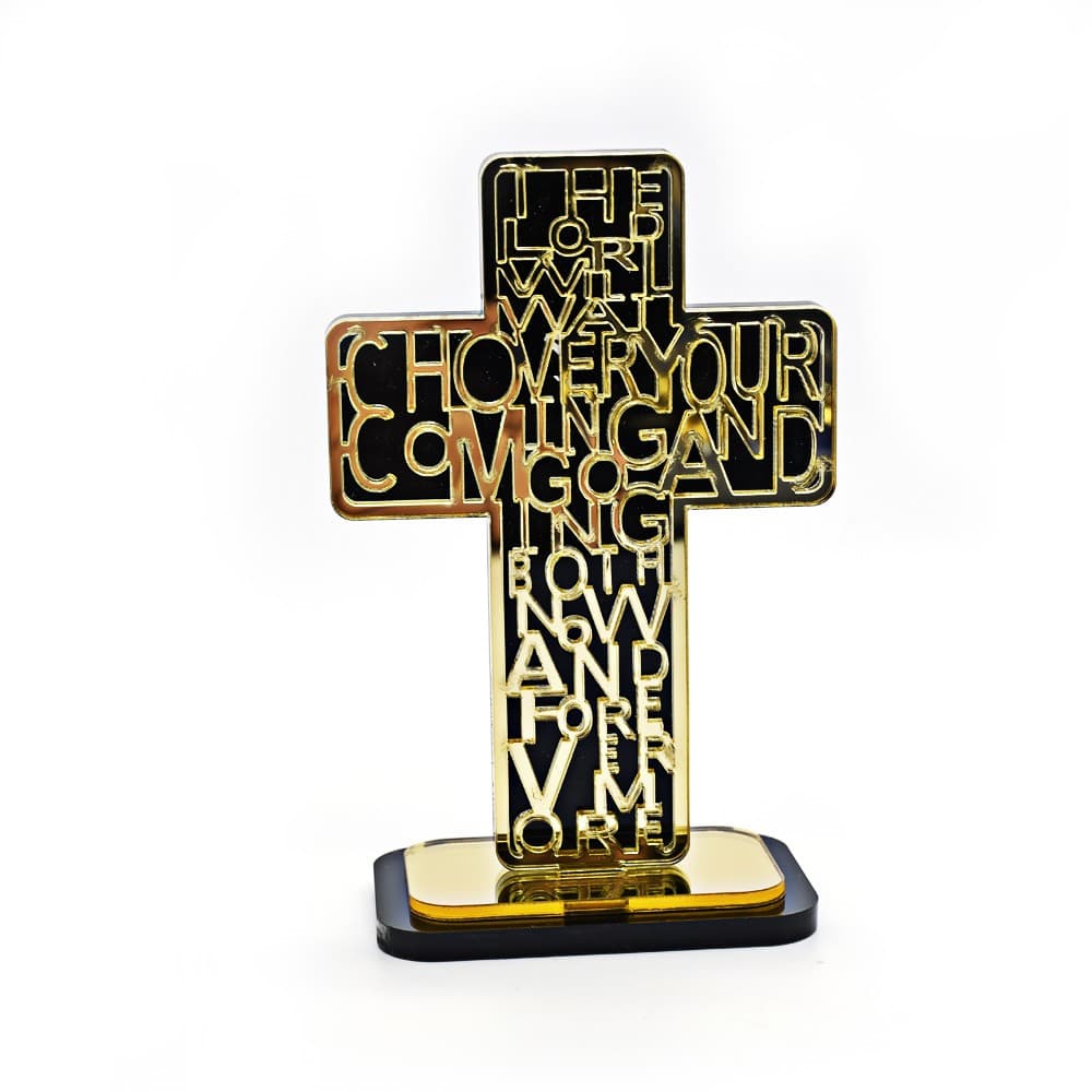 Golden Cross Tabletop Ornament for a home or office display