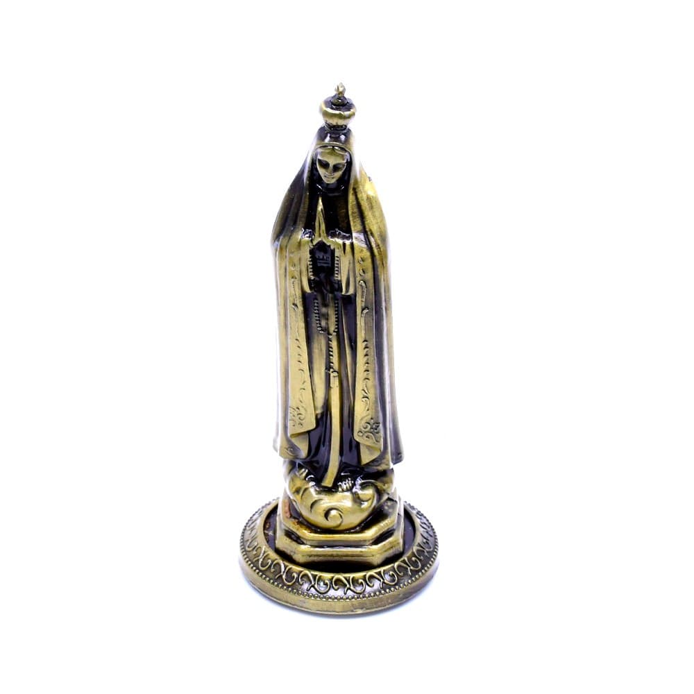 Our Lady of Fatima Tabletop Statue in a devotional display