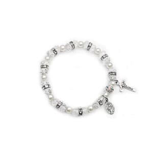 White Cross Stretch Beaded Bracelet, Bracelets商品图片 2