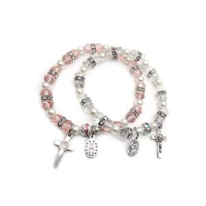 White Cross Stretch Beaded Bracelet, Bracelets商品图片 3