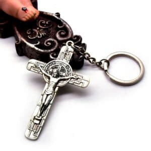 Large Cross Keychain Pendant with a vintage-inspired cross design
