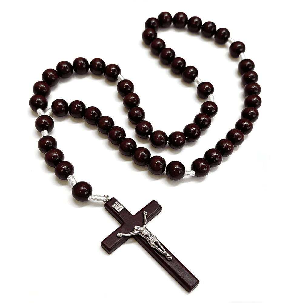 Burgundy Hand-Knotted Wall Rosary with beaded hanging design
