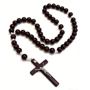 Burgundy Hand-Knotted Wall Rosary for Devotional Decor, Wall Crosses & Wall Decor product image 2