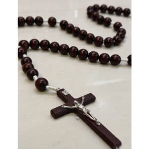 Burgundy Hand-Knotted Wall Rosary for Devotional Decor, Wall Crosses & Wall Decor product image 4