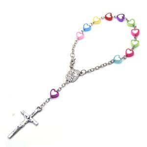 Colorful Heart Cross Bead Bracelet with bright beads for children