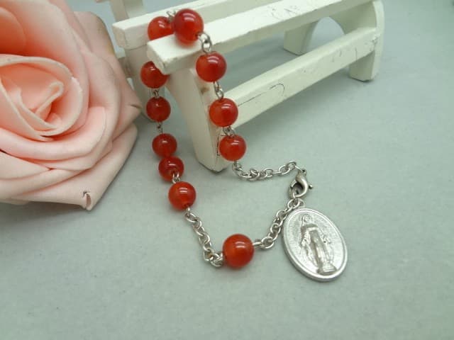 Red Bead Cross Bracelet with red beads and cross pendant
