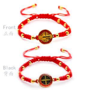 Red Chinese Knot Saint Benedict Bracelet, Bracelets product image 3