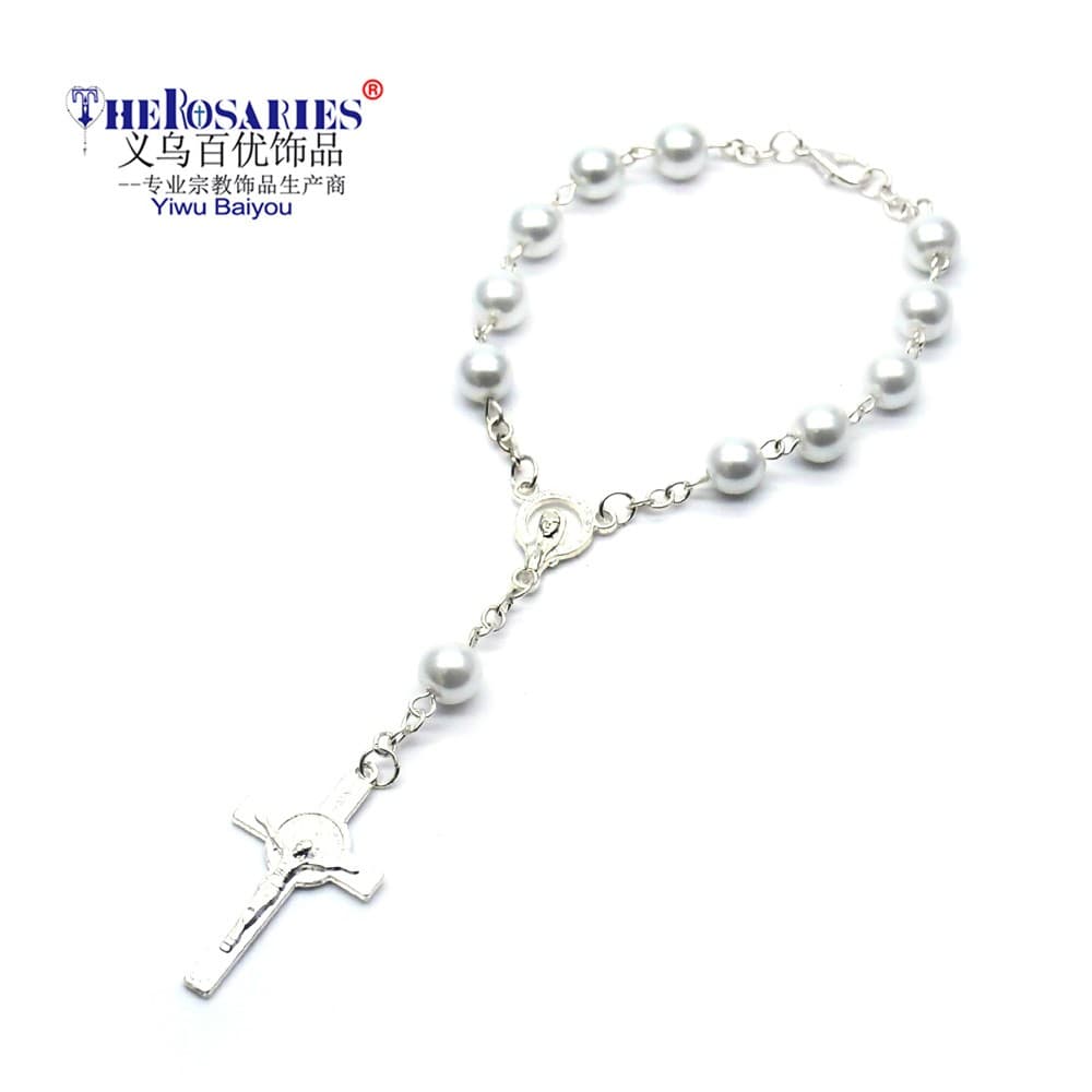 White Rosary Bracelet with a pure white beaded appearance