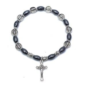 Virgin Mary Cross Bracelet with devotional beads and cross accent