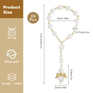 Angel Wing Baptism Rosary Bracelet with Rose and Heart Details, Baptism Gifts product image 3