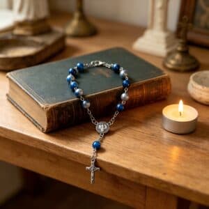 Blue Iridescent Car Rosary Hanger, Car Rosary Hangers product image 2